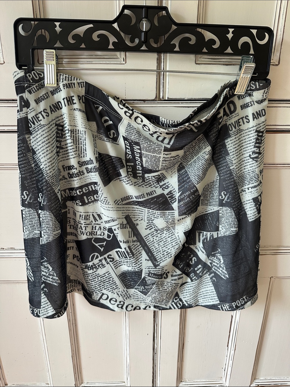 Eloise Black & White Newspaper Print Skirt - Picture 2 of 4
